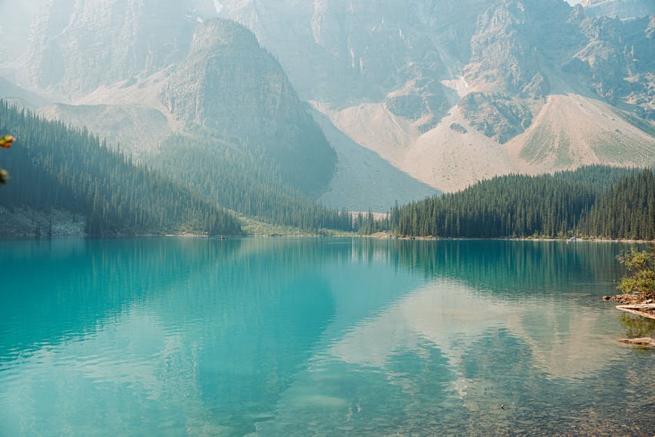 Lake Reflections - A tranquil landscape of Moraine Lake with clear #36328283